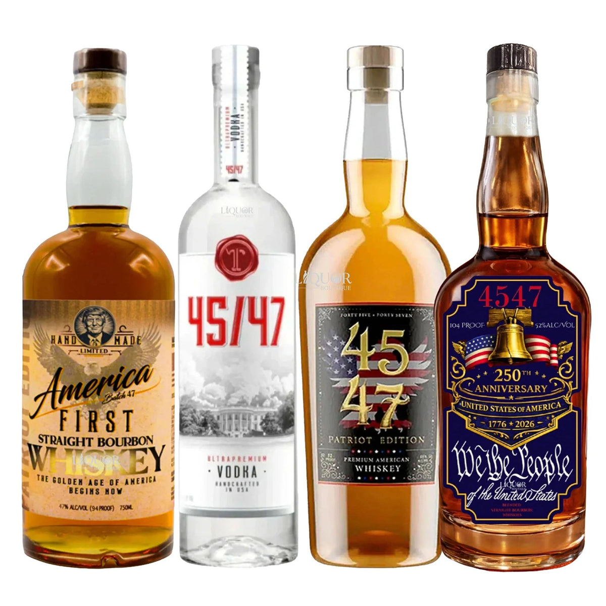 45 & 47 Patriot Edition, America First, T 45/47 Vodka and 250th Anniversary Bourbon Whiskey Bundle 750ml - Liquor Boutique