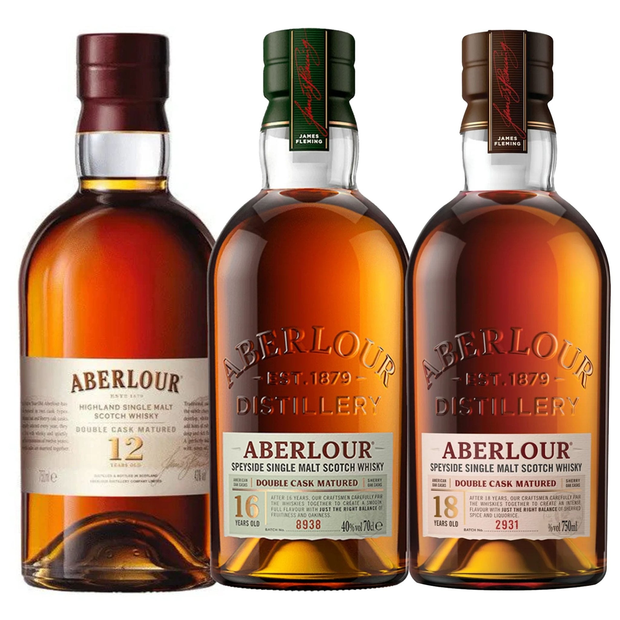 Aberlour 12,16,& 18 Year Old Scotch Whiskey Bundle - Liquor Boutique