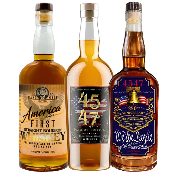 America First, 45/47 Patriot, & 45/47 250th Anniversary Edition Bourbon Whiskey Bundle 750ml - Liquor Boutique