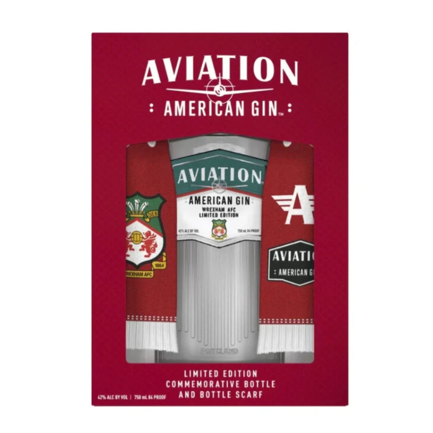 Aviation Gin Wrexham AFC Scarf Gift Set 750ml - Liquor Boutique