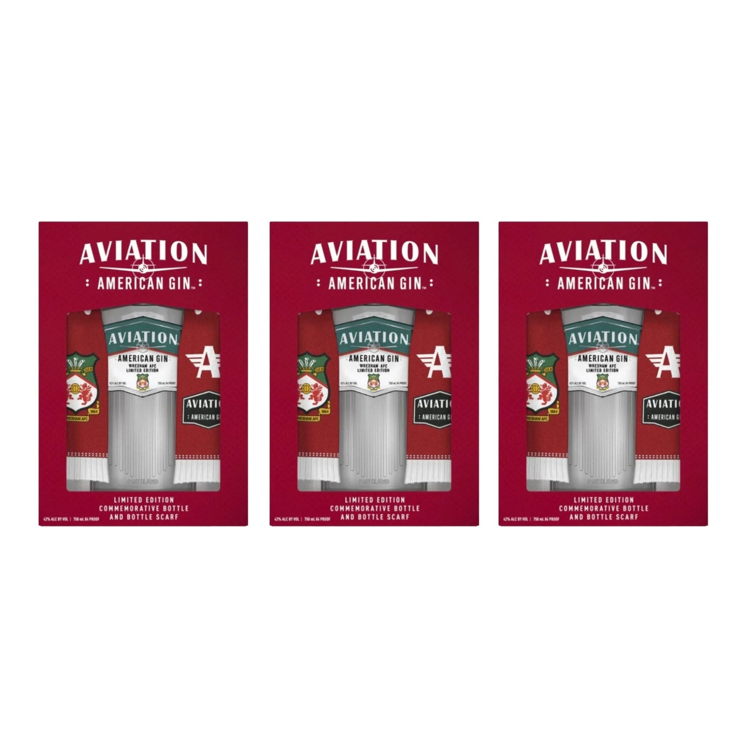Aviation Gin Wrexham AFC Scarf Gift Set 750ml - Liquor Boutique