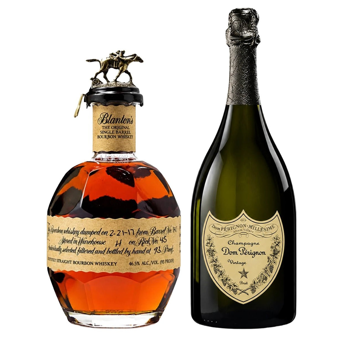 Blanton's Original Single Barrel Bourbon Whiskey & Dom Pérignon Vintage Champagne Bundle 750ml - Liquor Boutique