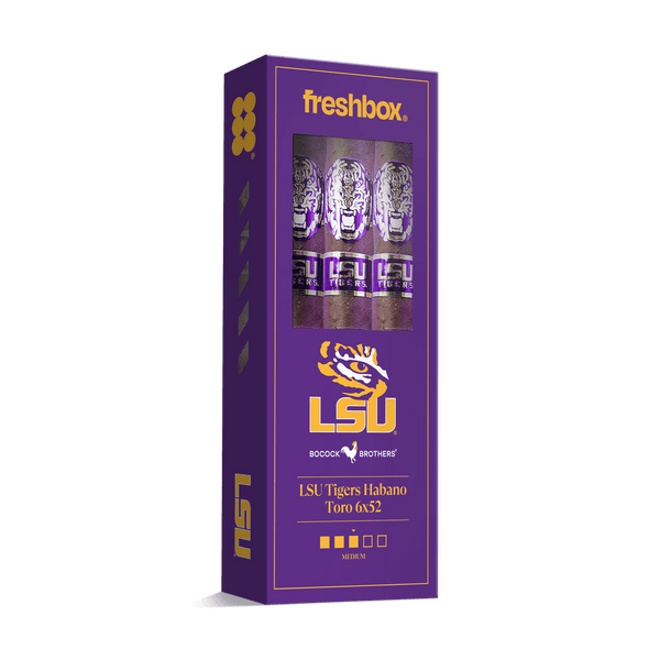 Boccock Brothers LSU Tigers Habano Toro 6x52 FreshBox | Cigar 3-Pack - Liquor Boutique