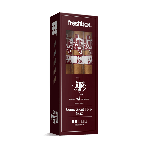 Boccock Brothers Texas A&M Connecticut 6x52 FreshBox | Cigar 3-Pack - Liquor Boutique
