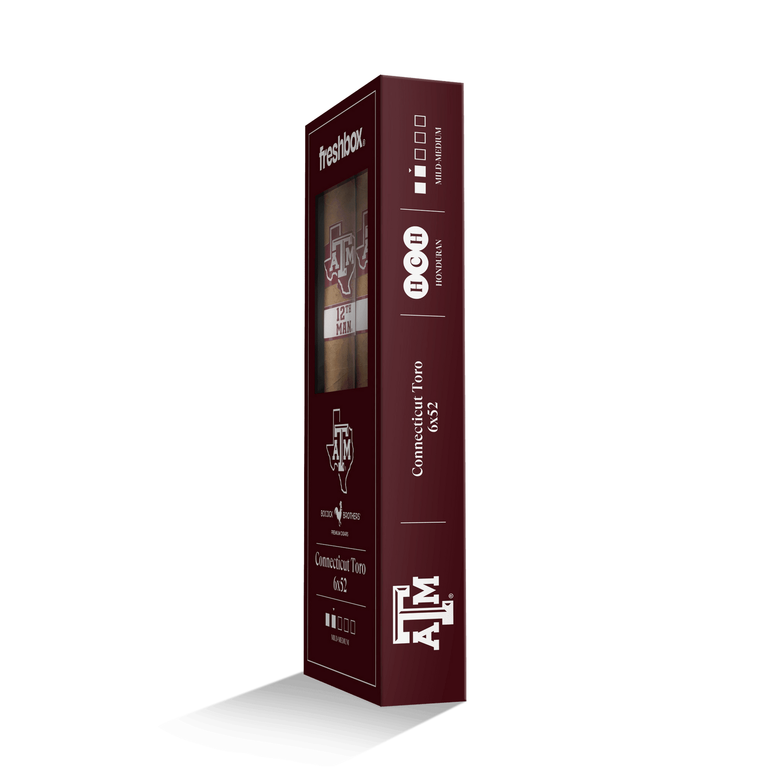 Boccock Brothers Texas A&M Connecticut 6x52 FreshBox | Cigar 3-Pack - Liquor Boutique