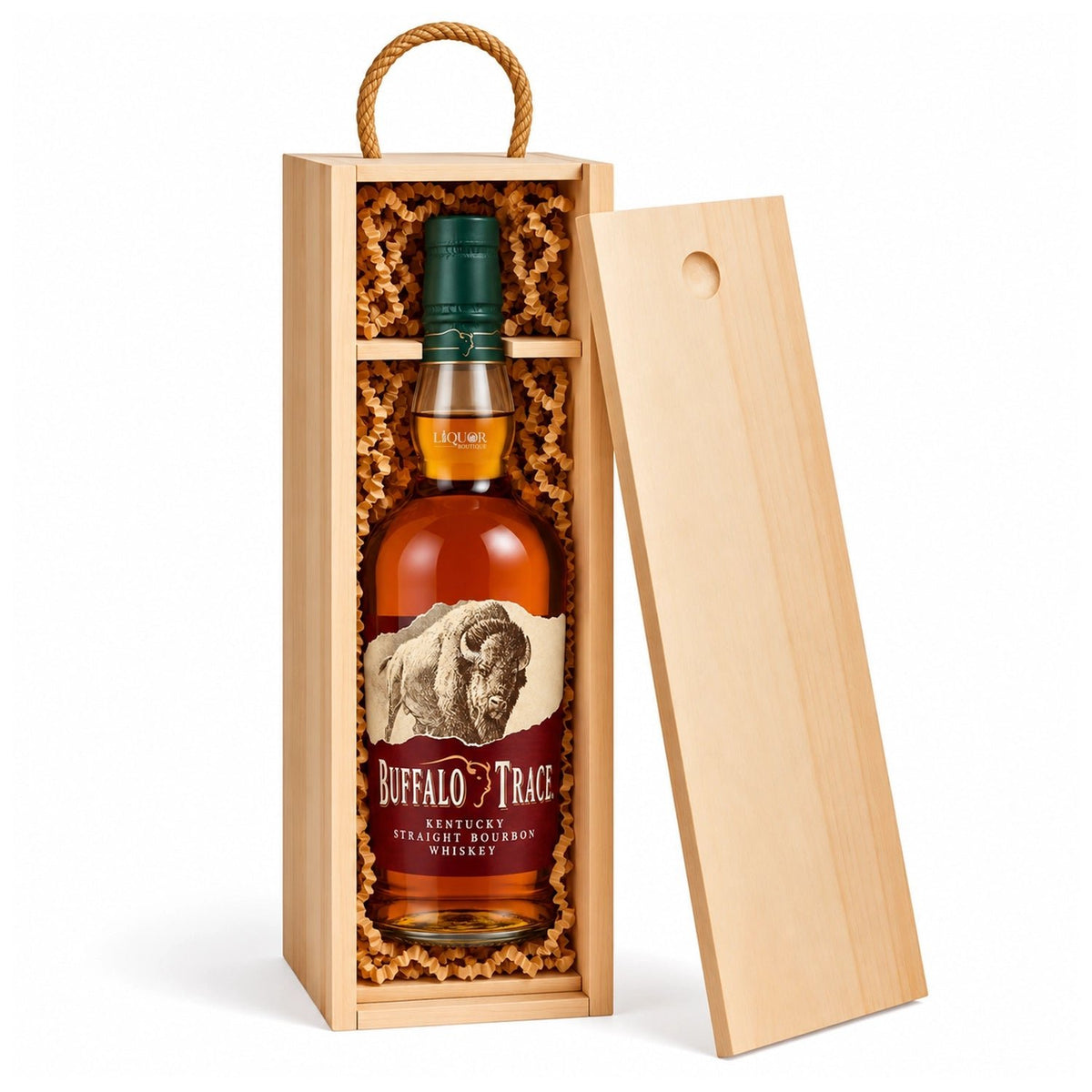 Buffalo Trace Kentucky Straight Bourbon Whiskey with Wooden Gift Box 750ml - Liquor Boutique