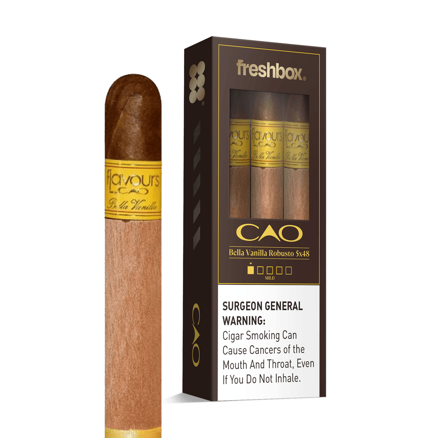 CAO Bella Vanilla Robusto 5x48 FreshBox | Cigar 3-Pack - Liquor Boutique