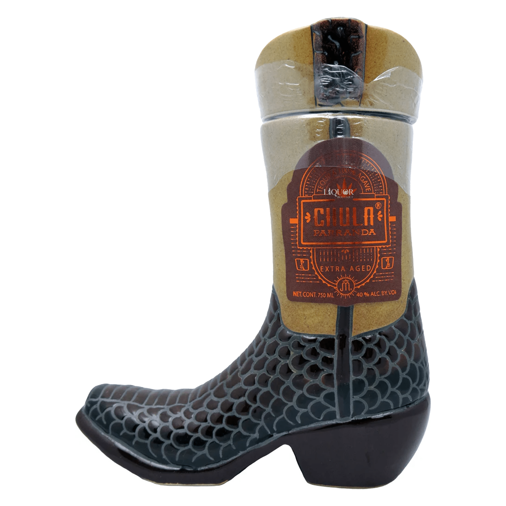 Chula Parranda Extra Aged Ceramic Brown Boot Tequila - Liquor Boutique