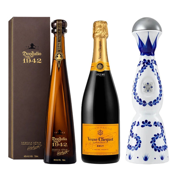 Don Julio 1942 Añejo, Clase Azul Reposado Tequila & Veuve Clicquot Yellow Label Bundle 750ml - Liquor Boutique