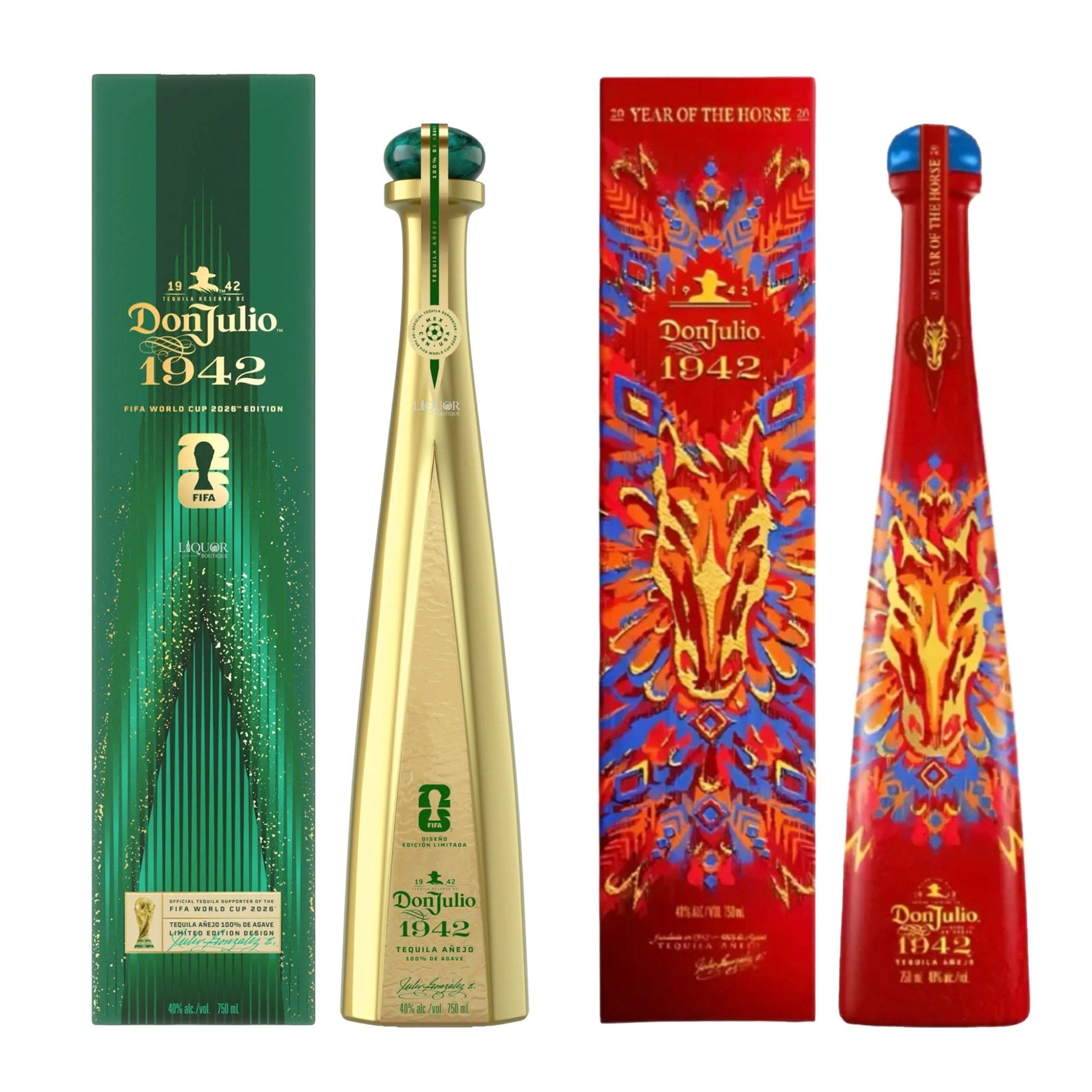 Don Julio 1942 World Cup Fifa Edition & Year of the Horse Tequila Bundle 750ml - Liquor Boutique