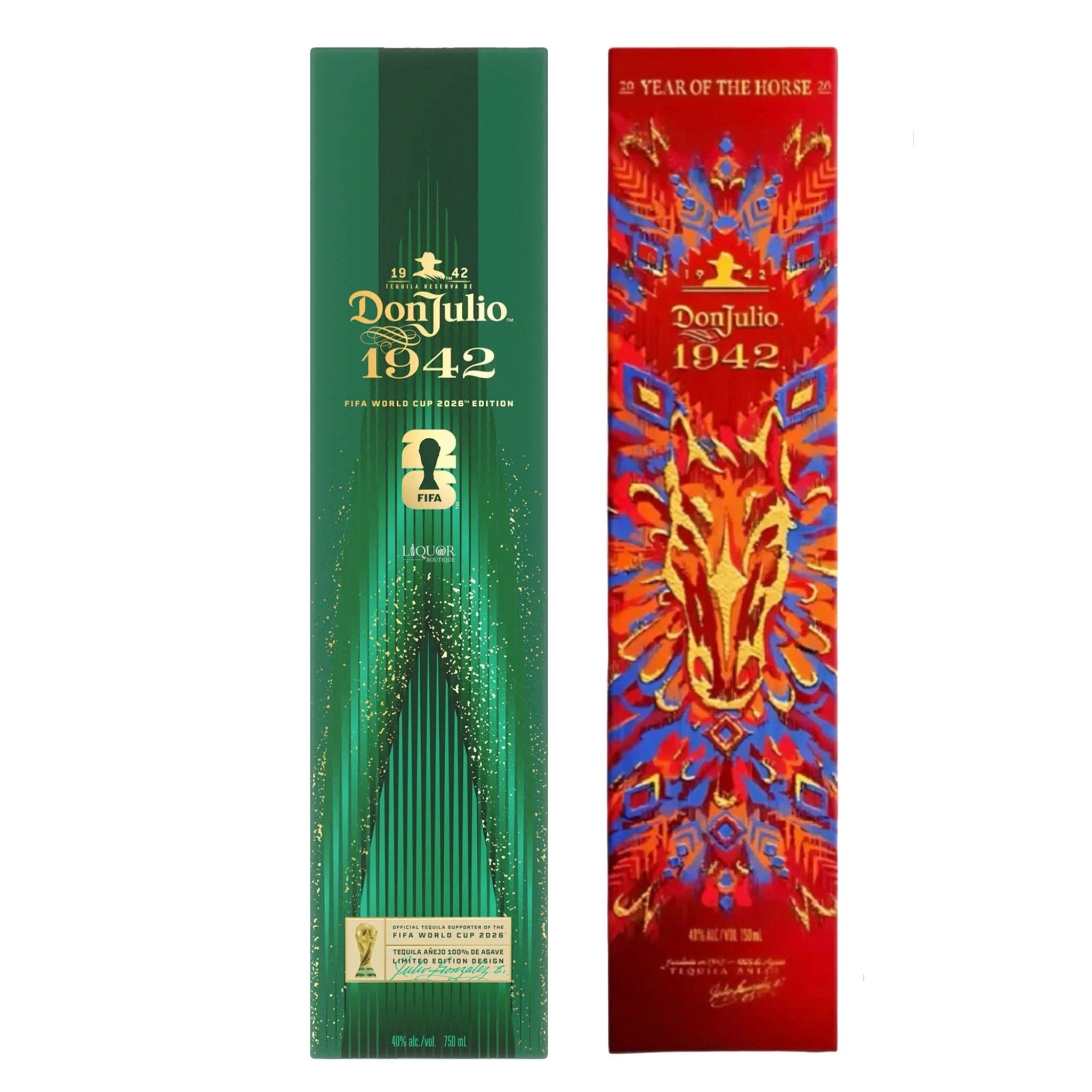 Don Julio 1942 World Cup Fifa Edition & Year of the Horse Tequila Bundle 750ml - Liquor Boutique