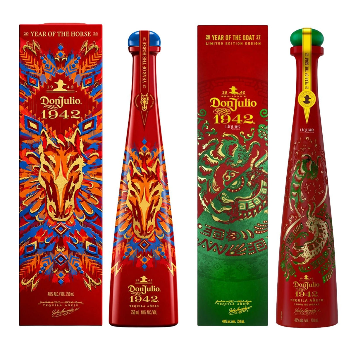 Don Julio 1942 Year of the Horse 2026 & Year of the Goat 2027 Limited Edition Tequila Bundle 750ml - Liquor Boutique