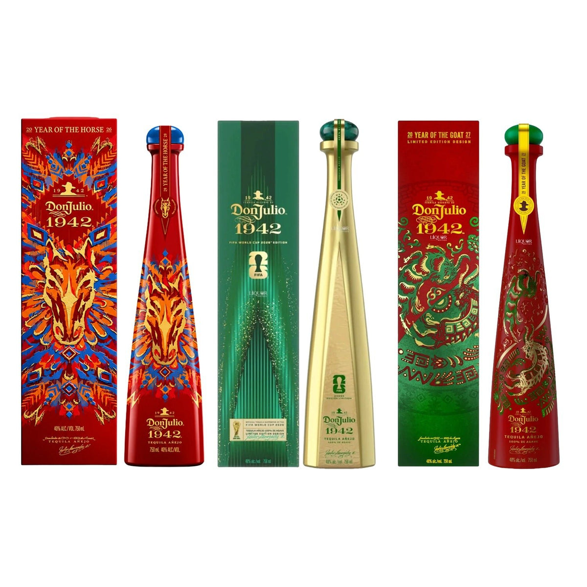 Don Julio 1942 Year of the Horse, FIFA World Cup & Year of the Goat 2027 Limited Edition Tequila Bundle 750ml - Liquor Boutique