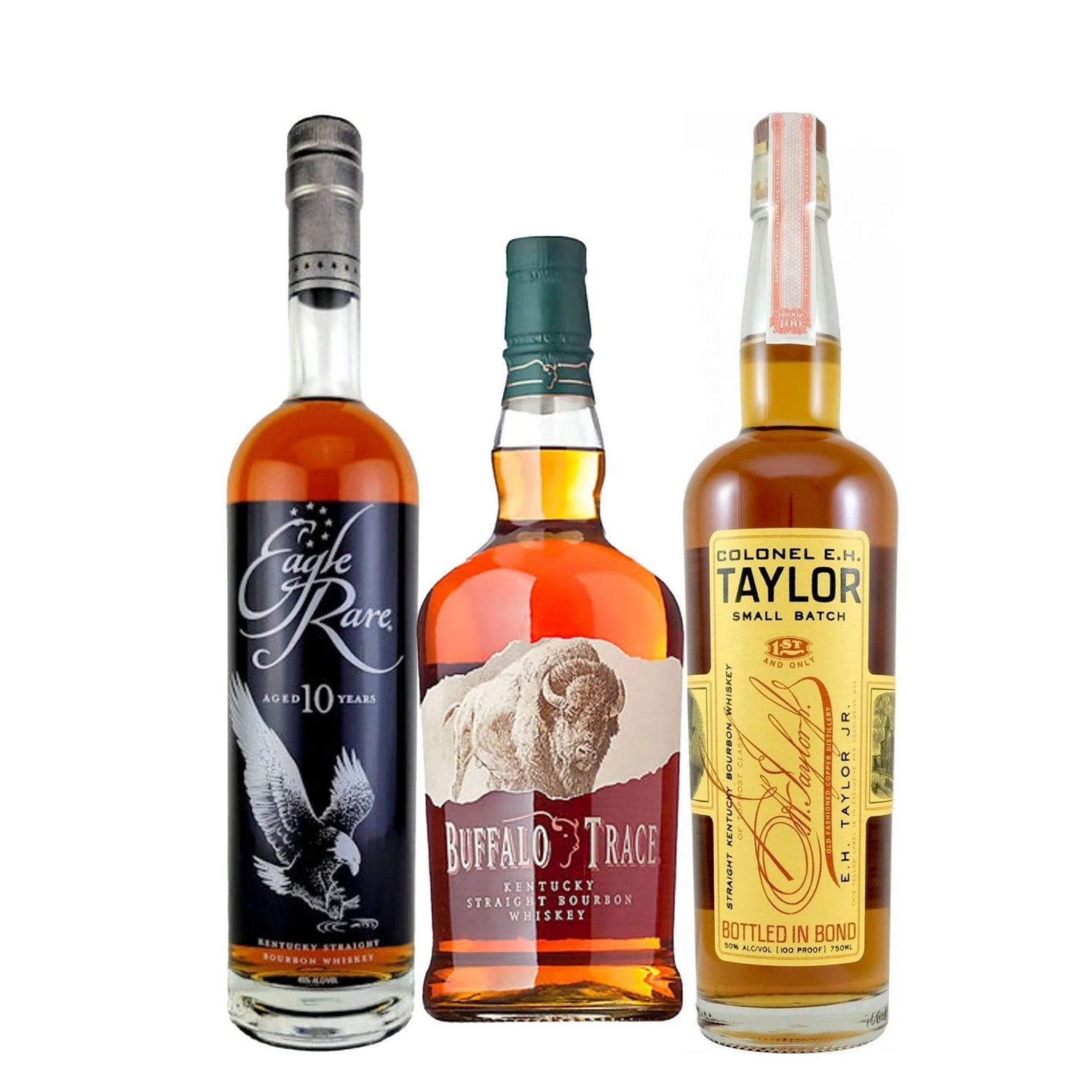 Eagle Rare, Buffalo Trace, & E.H. Taylor Small Batch Bourbon Whiskey Bundle - Liquor Boutique