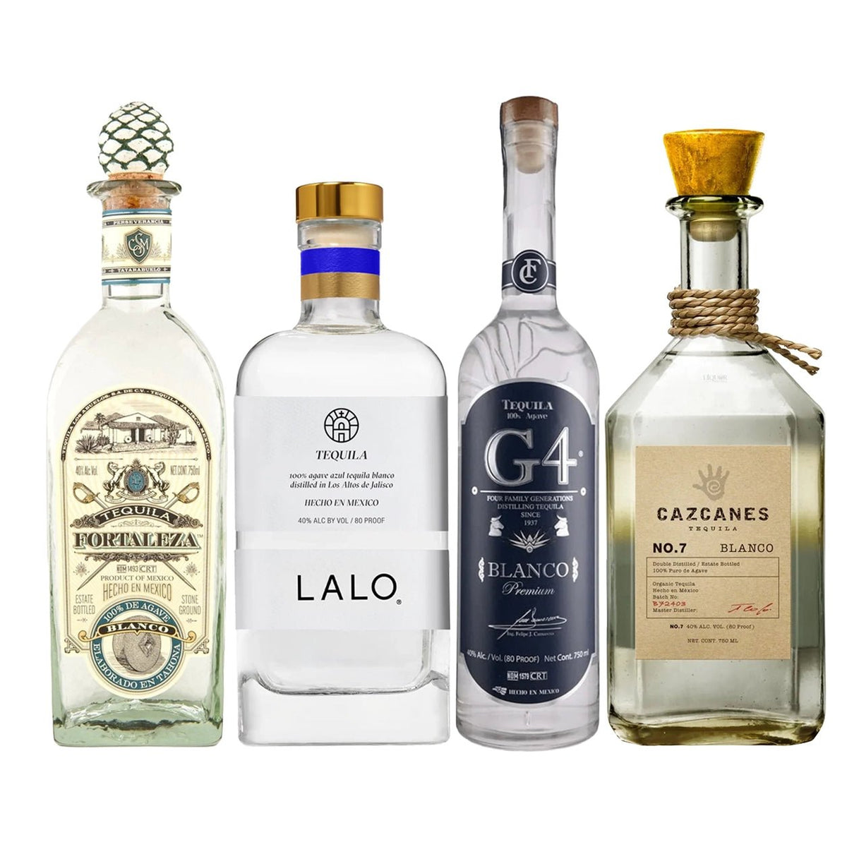 Fortaleza, LALO, G4 & Cazcanes No. 7 Blanco Tequila Bundle 750ml - Liquor Boutique
