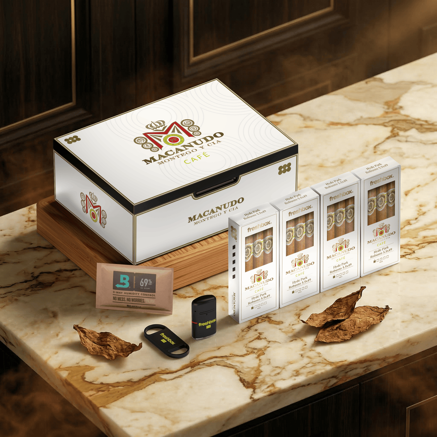 FreshBox Macanudo Cafe Edition Humidor Starter Kit - Liquor Boutique
