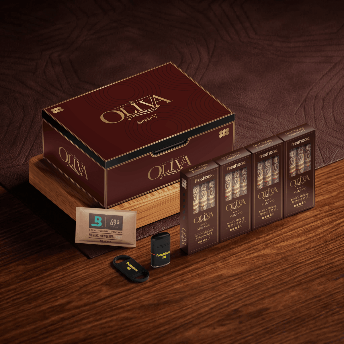 FreshBox Oliva Serie V Melanio Edition Humidor Starter Kit - Liquor Boutique