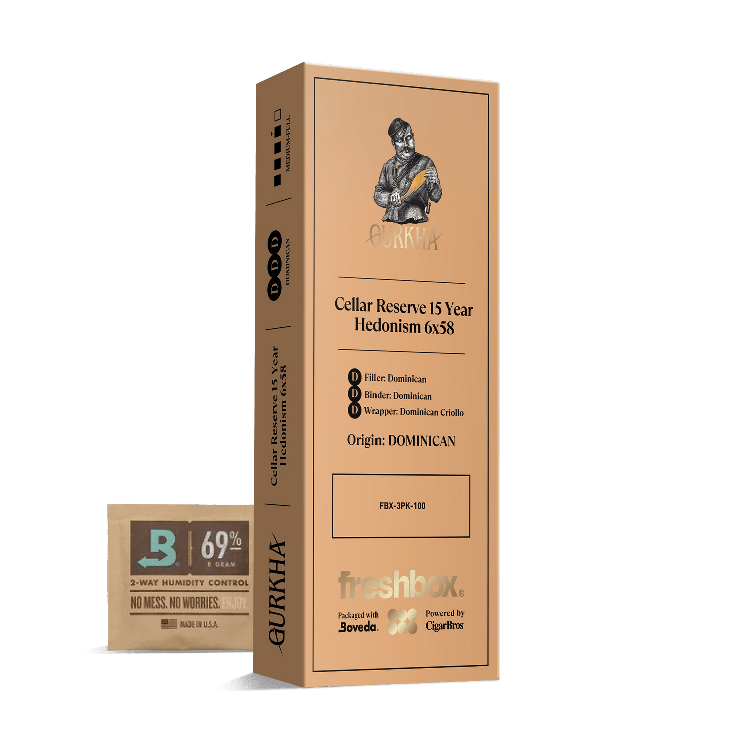 Gurkha Cellar Reserve 15 Year Hedonism 6x58 FreshBox | Cigar 3-Pack - Liquor Boutique