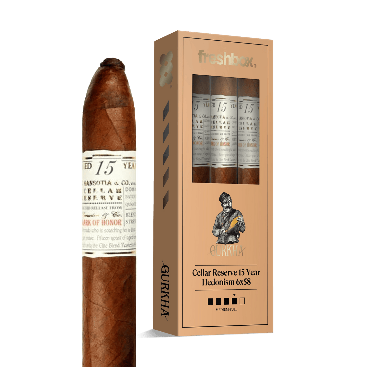 Gurkha Cellar Reserve 15 Year Hedonism 6x58 FreshBox | Cigar 3-Pack - Liquor Boutique