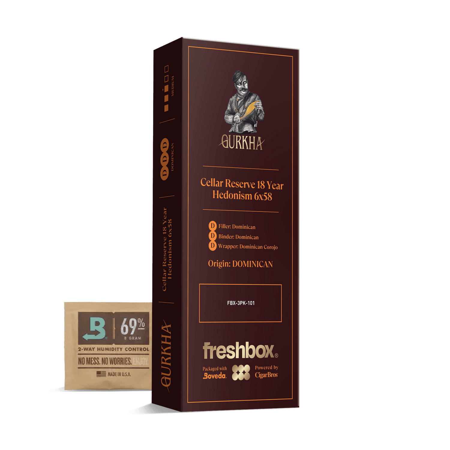 Gurkha Cellar Reserve 18 Year Hedonism 6x58 FreshBox | Cigar 3-Pack - Liquor Boutique
