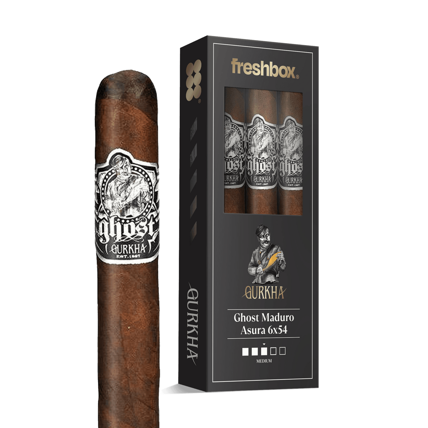 Gurkha Ghost Maduro Asura 6x54 FreshBox | Cigar 3-Pack - Liquor Boutique