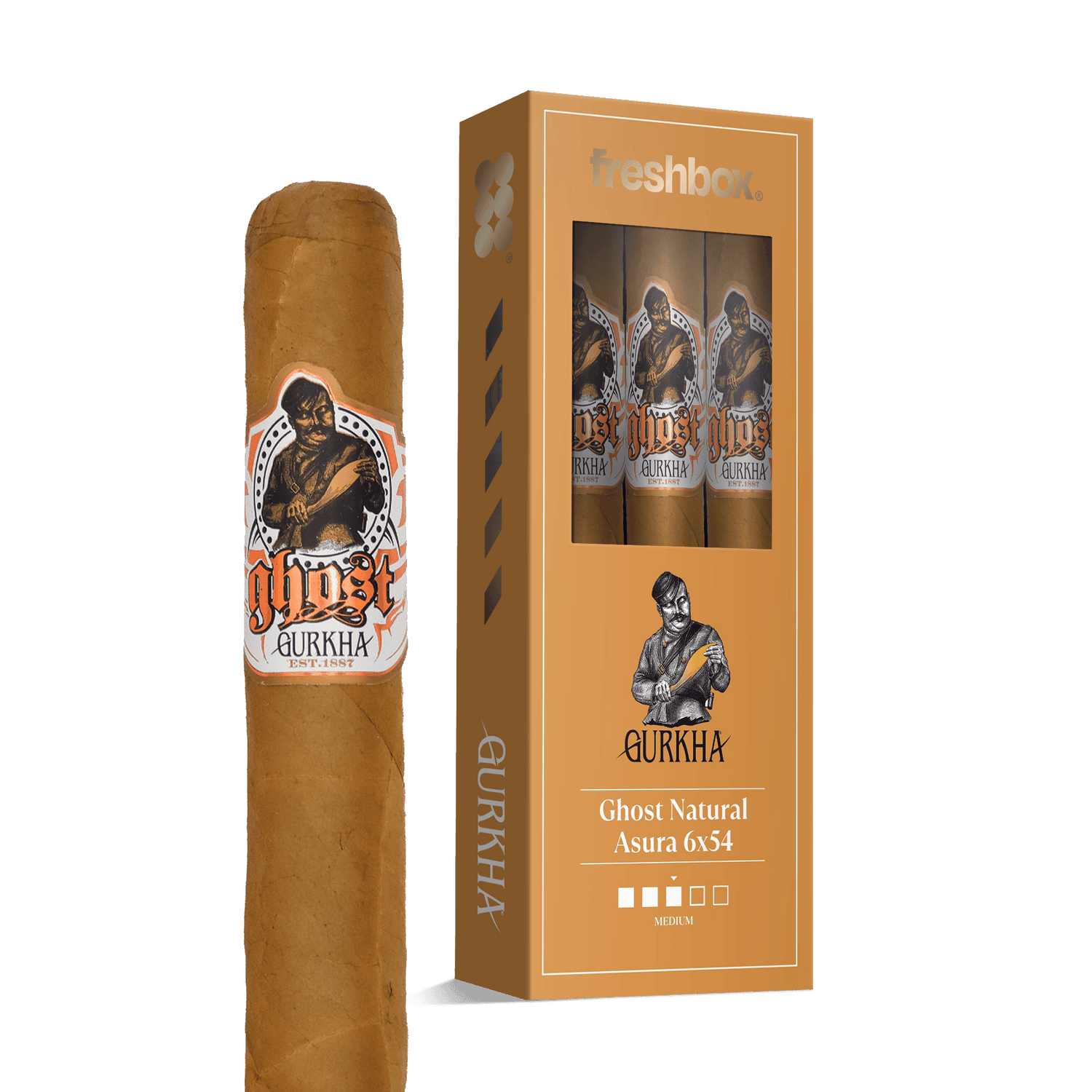 Gurkha Ghost Natural Asura 6x54 FreshBox | Cigar 3-Pack - Liquor Boutique