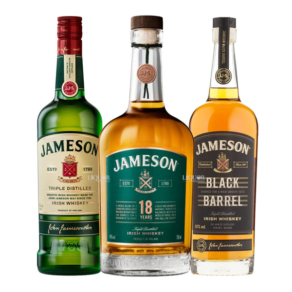 Jameson Triple Distilled, 18 Year, & Black Barrel Irish Whiskey Bundle 750ml - Liquor Boutique