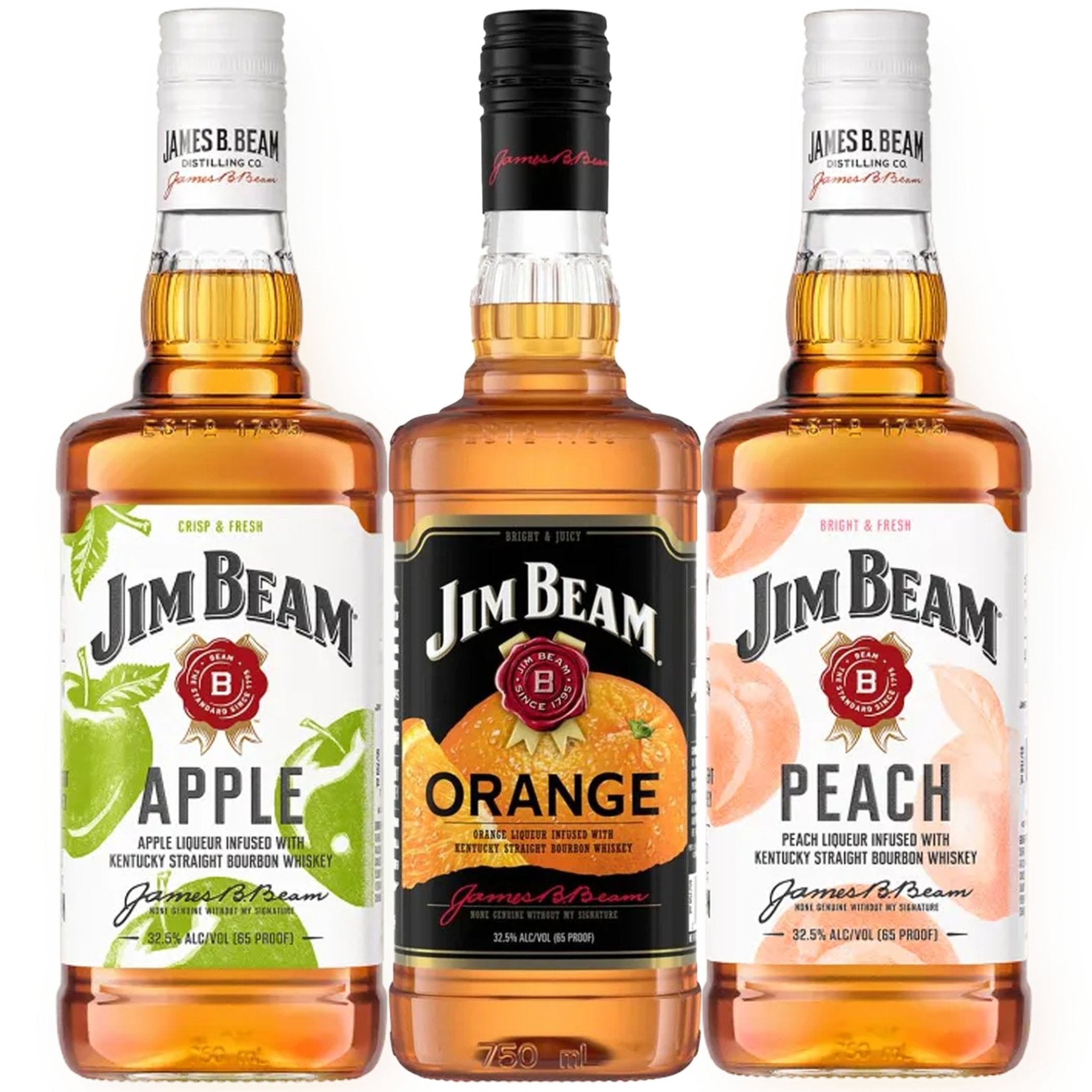 Jim Beam Apple, Orange, & Peach Kentucky Straight Bourbon Whiskey Bundle - Liquor Boutique