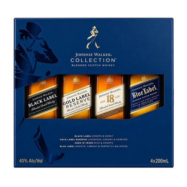 Johnnie Walker Black, Gold Reserve, 18 Year, & Blue Label Gift Set 200ml - Liquor Boutique