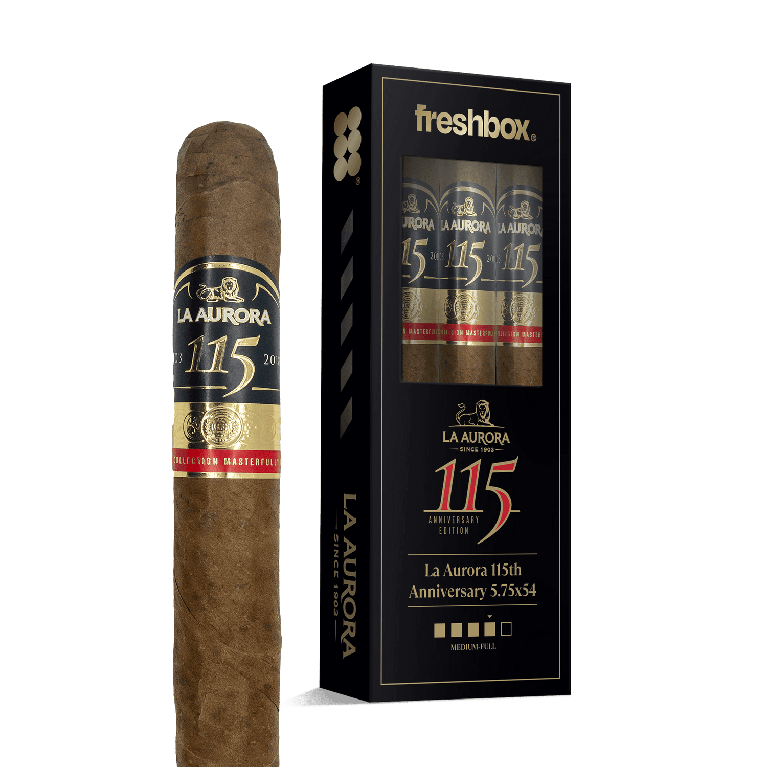 La Aurora 115th Anniversary 5.75x54 FreshBox | Cigar 3-Pack - Liquor Boutique