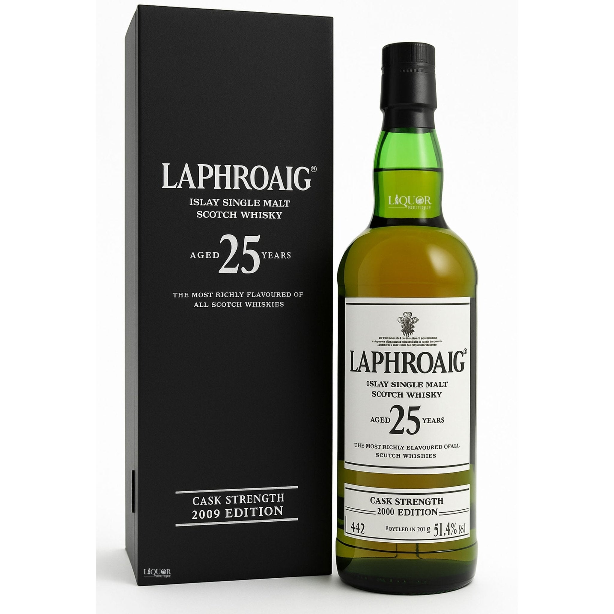 Laphroaig 25 Year Cask Strength Single Malt Scotch 2009 Edition - Liquor Boutique