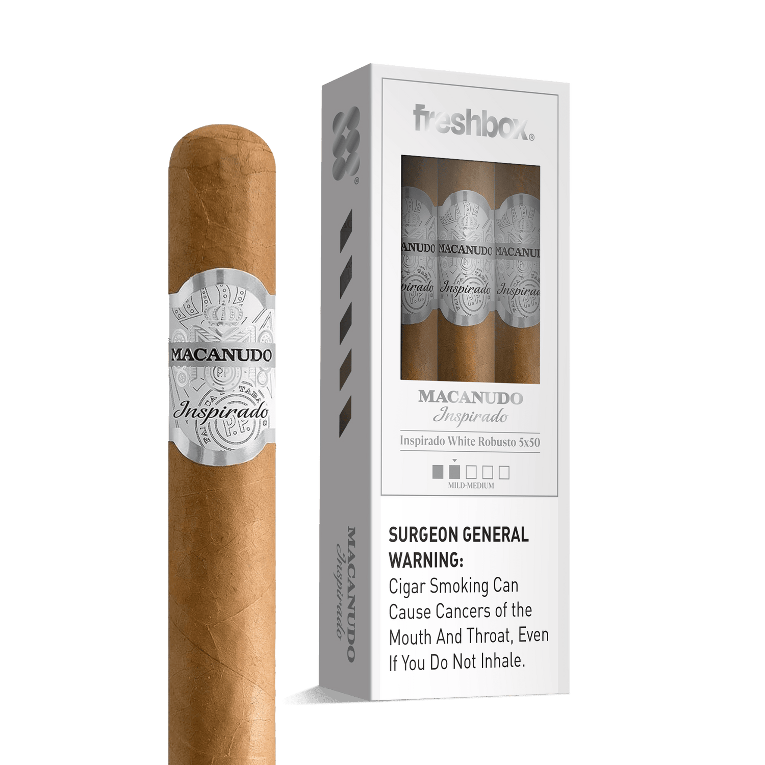 Macanudo Inspirado White Robusto 5x50 FreshBox | Cigar 3-Pack - Liquor Boutique