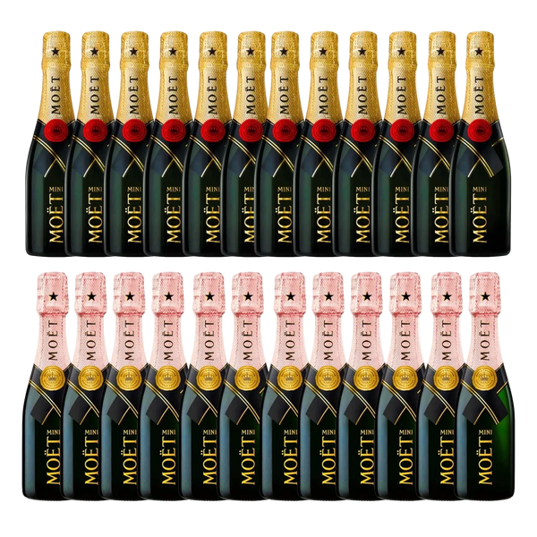 Moët Chandon Impérial Brut & Rosé Mini Champagne 24 Pack Bundle 187ml - Liquor Boutique