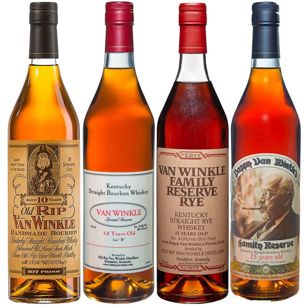 Old Rip Van Winkle 10 Year, Lot B 12 Year, Family Reserve 13, & 15 Year Whiskey Bundle - Liquor Boutique