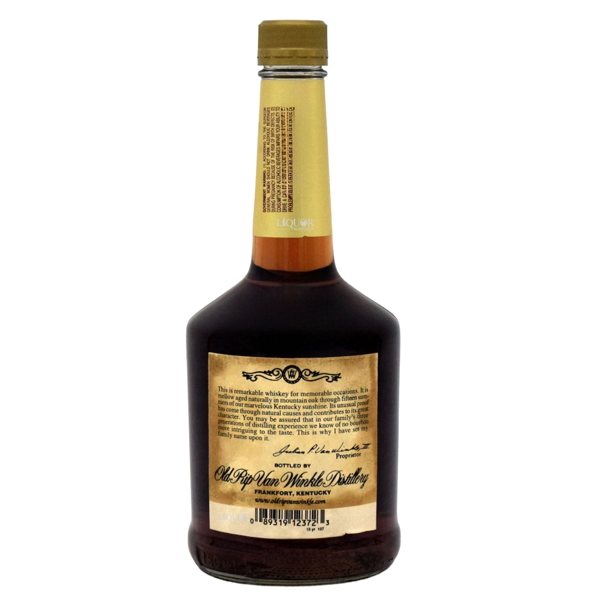 Old Rip Van Winkle 15 Year 2002 Frankfort Gold Neck Bourbon Whiskey - Liquor Boutique