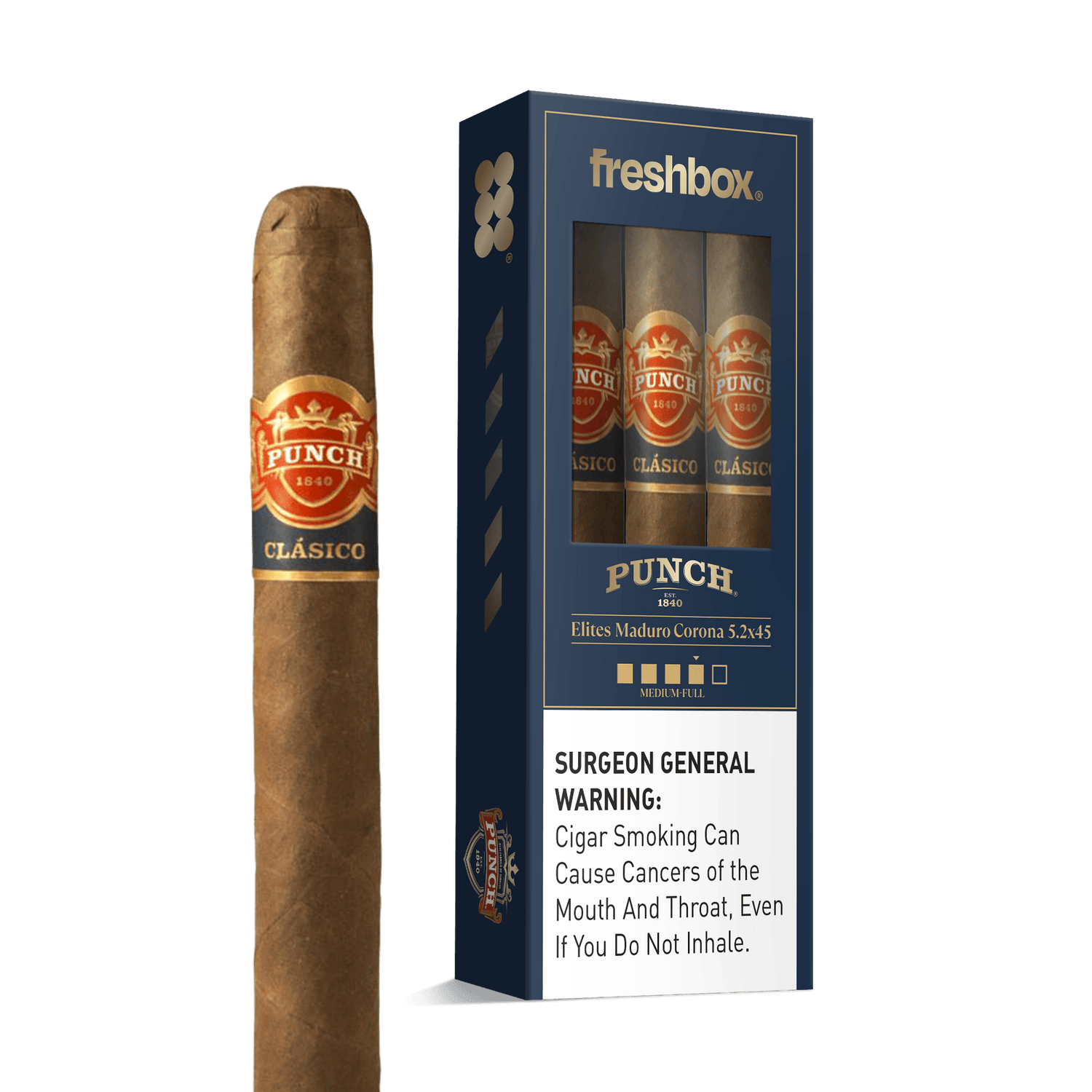 Punch Elites Maduro 5.2x45 FreshBox | Cigar 3-Pack - Liquor Boutique