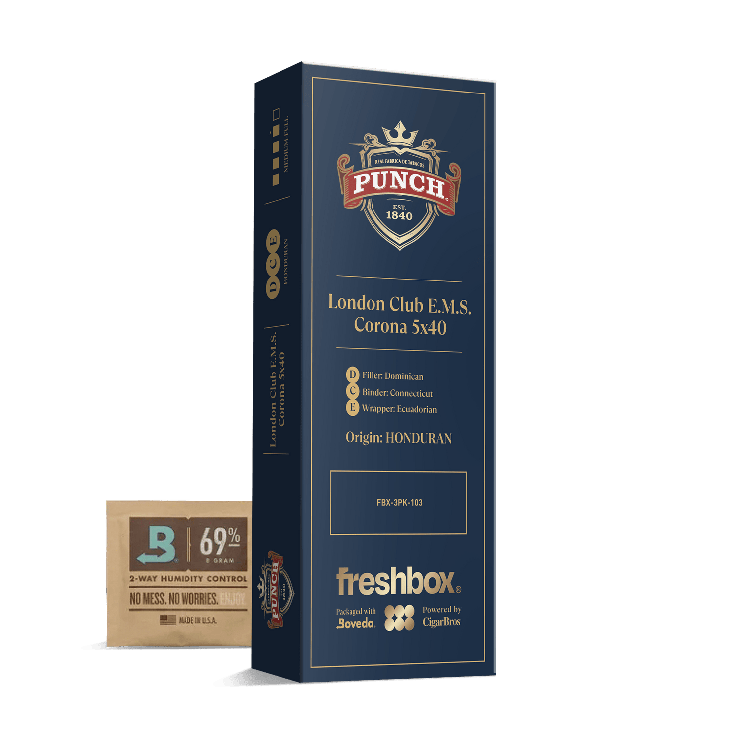 Punch London Club E.M.S. 5x40 FreshBox | Cigar 3-Pack - Liquor Boutique
