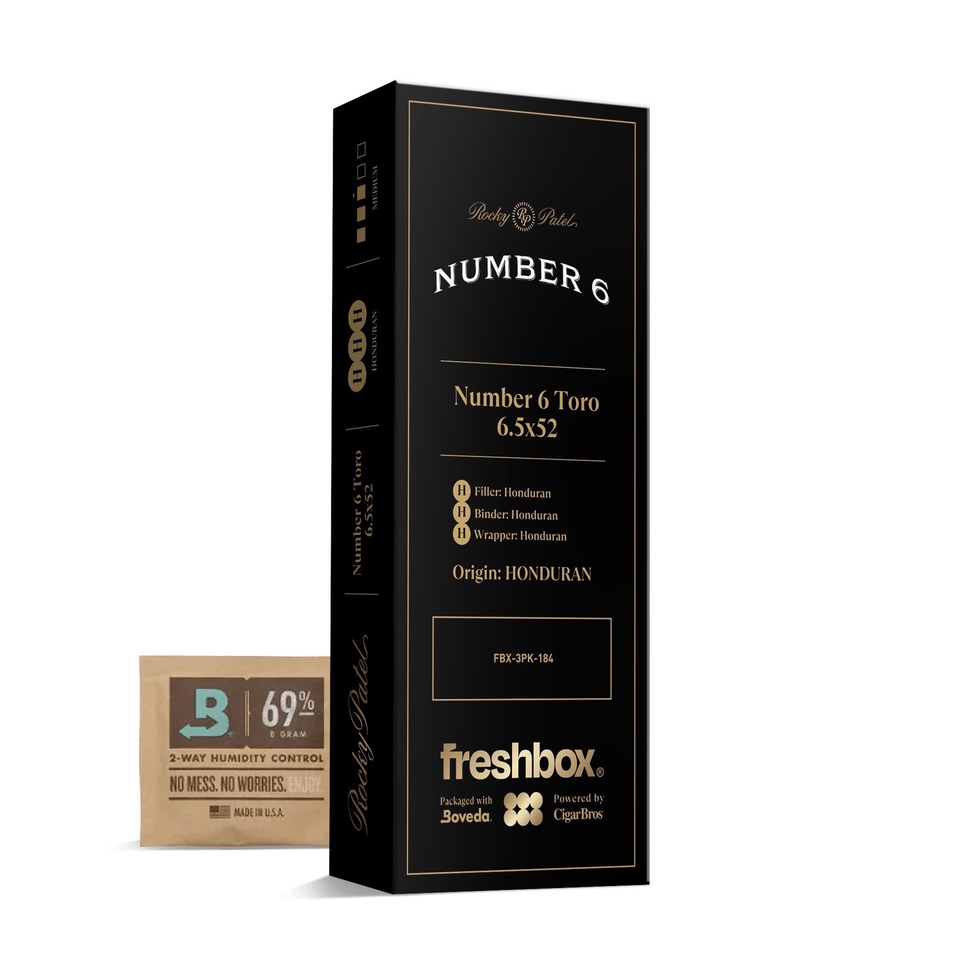 Rocky Patel Number 6 Toro 6.5x52 FreshBox | 3-Pack