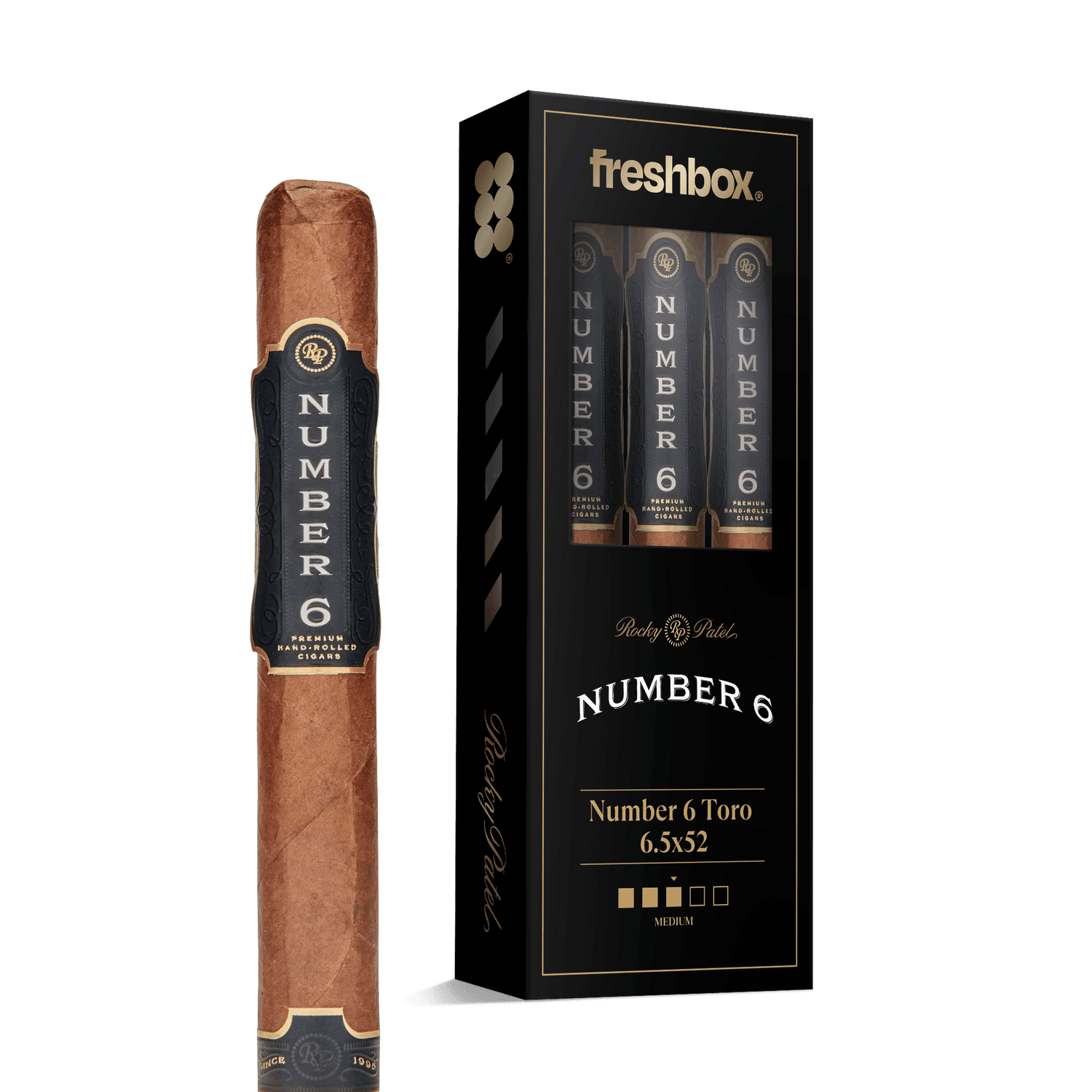Rocky Patel Number 6 Toro 6.5x52 FreshBox | Cigar 3-Pack - Liquor Boutique