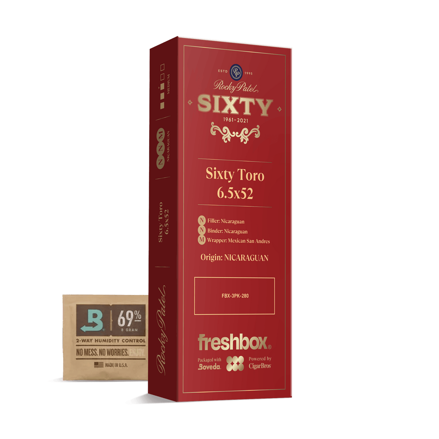 Rocky Patel Sixty Toro 6.5x52 FreshBox | Cigar 3-Pack - Liquor Boutique