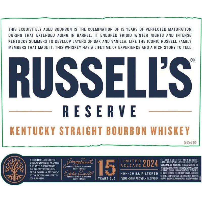 Russell's Reserve 15 Year Old Limited Release Bourbon 750ml - Liquor Boutique