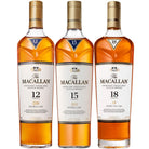 The Macallan, 12, 15, & 18 Years Old Scotch Whiskey Bundle - Liquor Boutique