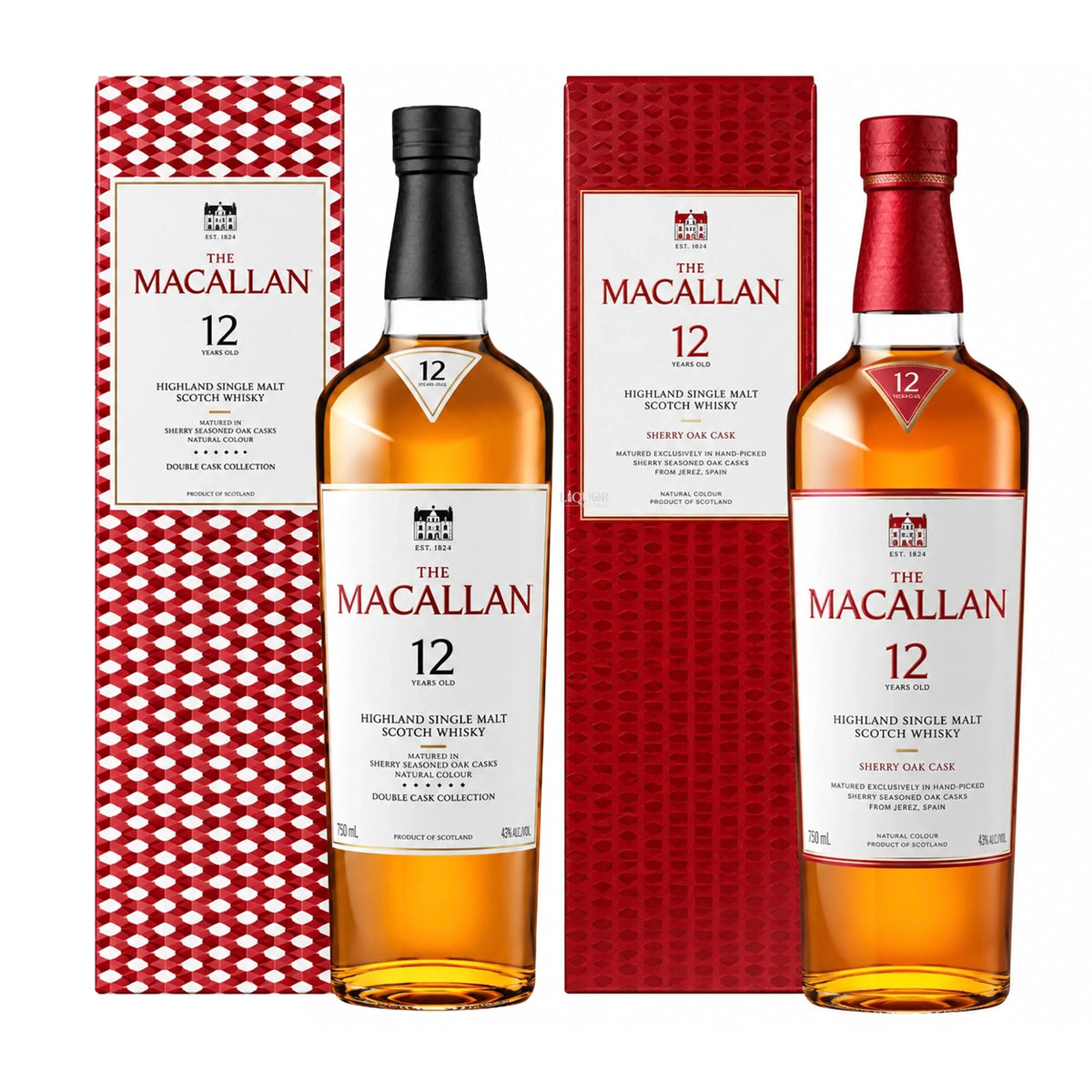 The Macallan 12 Year Old Double Cask & Sherry Oak Cask Whisky Bundle 750ml - Liquor Boutique