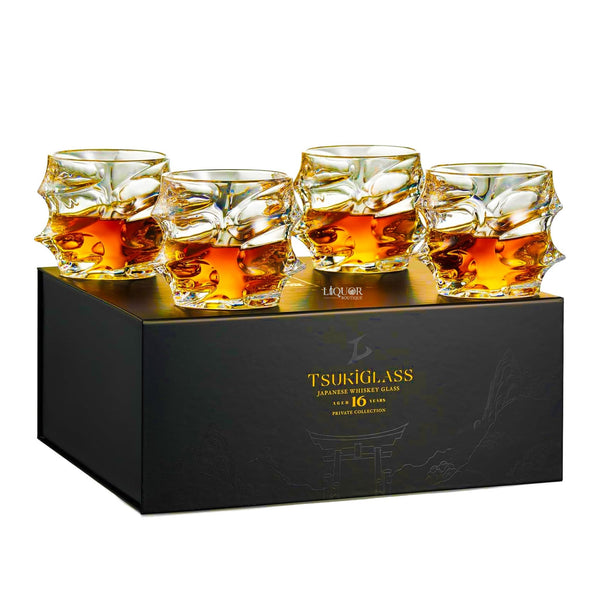 TSUKIGLASS Storm Japanese Crystal Whiskey Glasses Set of 4 - Liquor Boutique