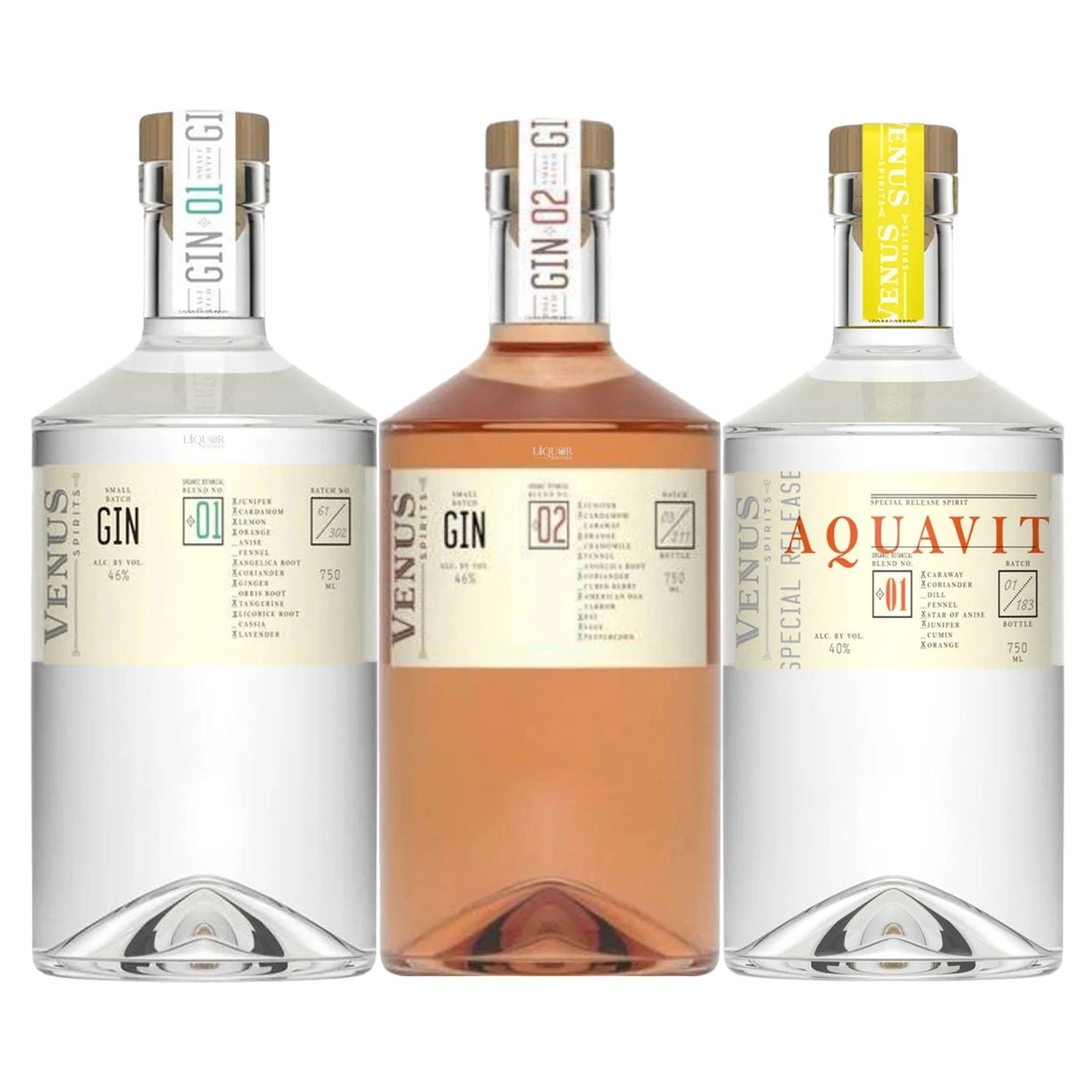 Venus Blend No. 1 Gin, Venus Blend No. 2 Gin, & Venus Aquavit No. 1 Liqueur Bundle 750ml - Liquor Boutique