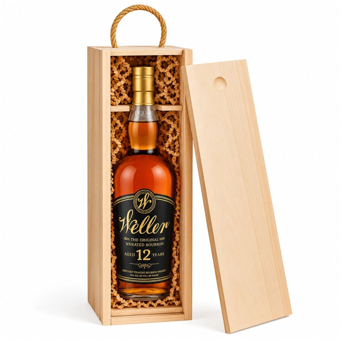 Weller 12 Year Bourbon Whiskey with Wooden Gift Box 750ml - Liquor Boutique