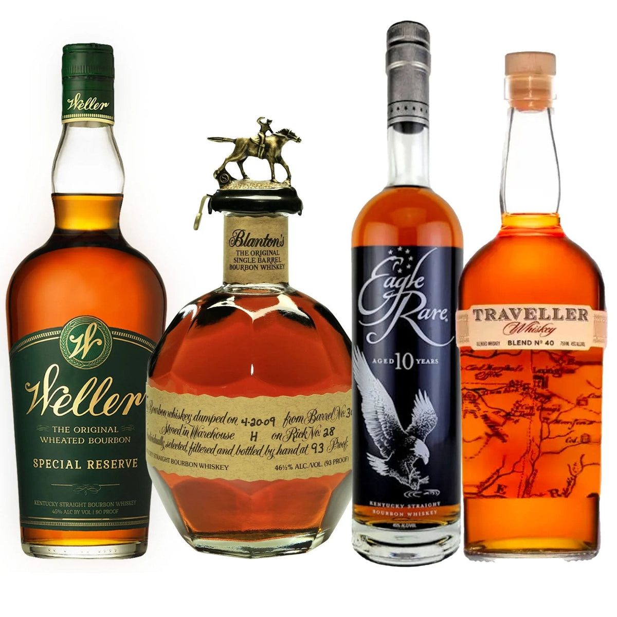 Weller Special Reserve, Blanton’s, Eagle Rare, & Traveller Bourbon Bundle - Liquor Boutique