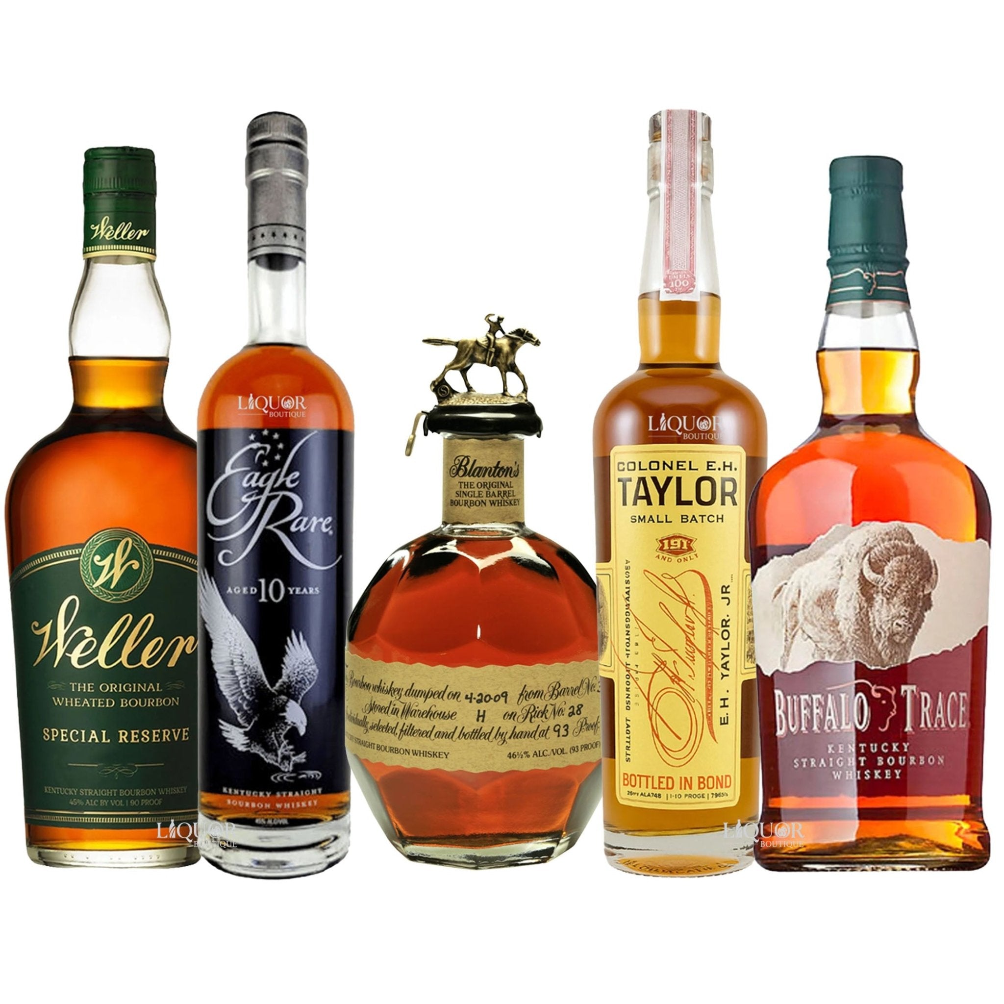 Weller Special Reserve, Eagle Rare, Blanton's, E.H.Taylor, & Buffalo Trace Bourbon Bundle - Liquor Boutique