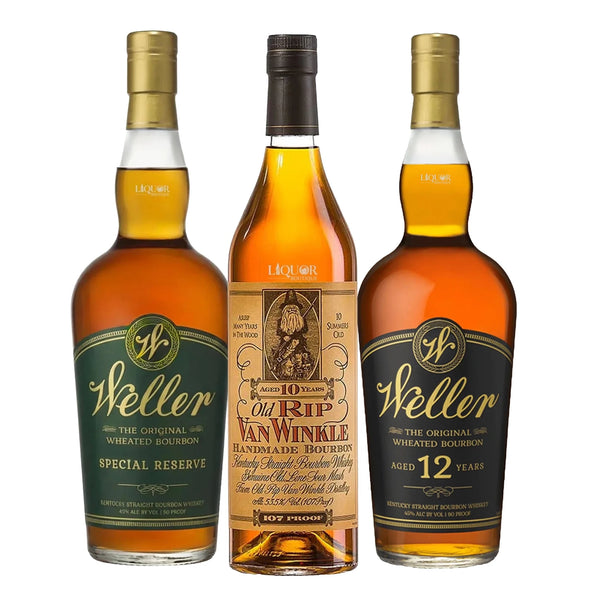 Weller Special Reserve, Old Rip Van Winkle 10 Year, & Weller 12 Year Bourbon Whiskey Bundle 750ml - Liquor Boutique