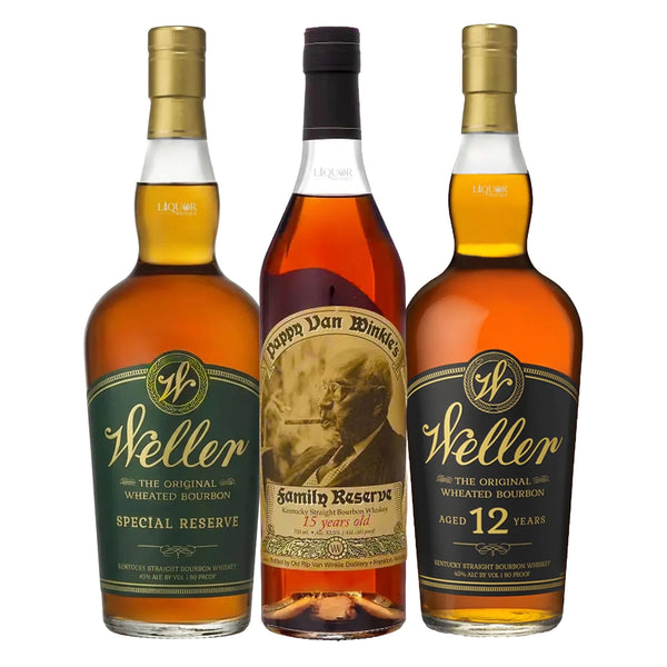 Weller Special Reserve, Pappy Van Winkle Family Reserve 15 Year, & Weller 12 Year Bourbon Whiskey Bundle 750ml - Liquor Boutique